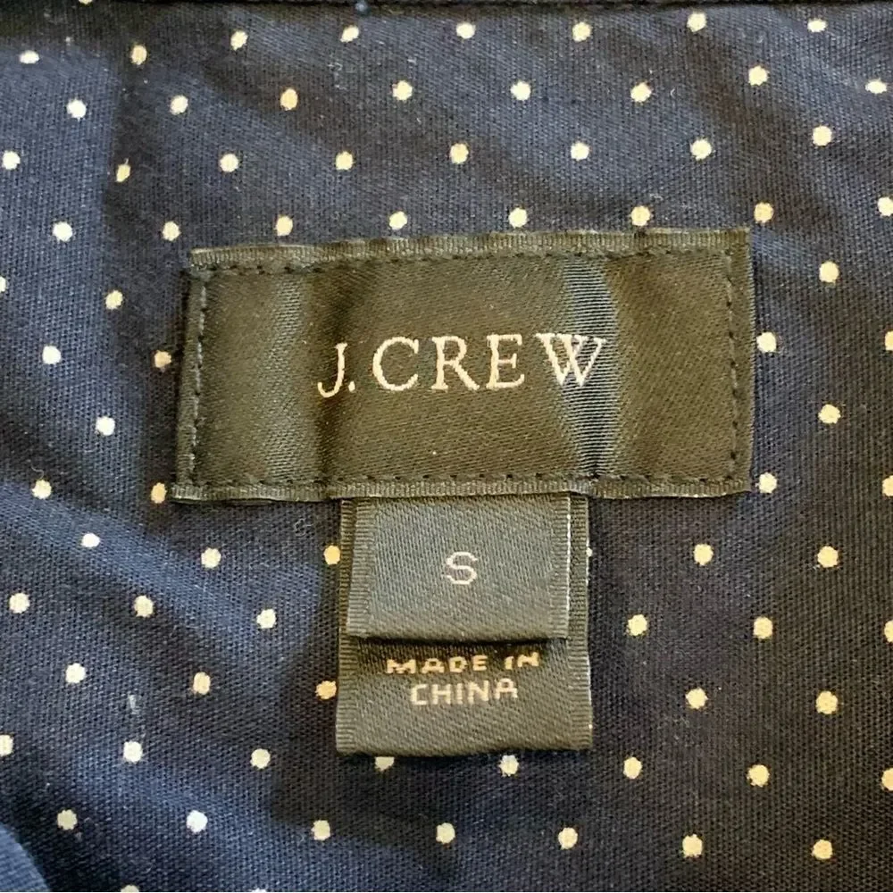 J Crew Navy Polka Dot Button Down Shirt Size Small